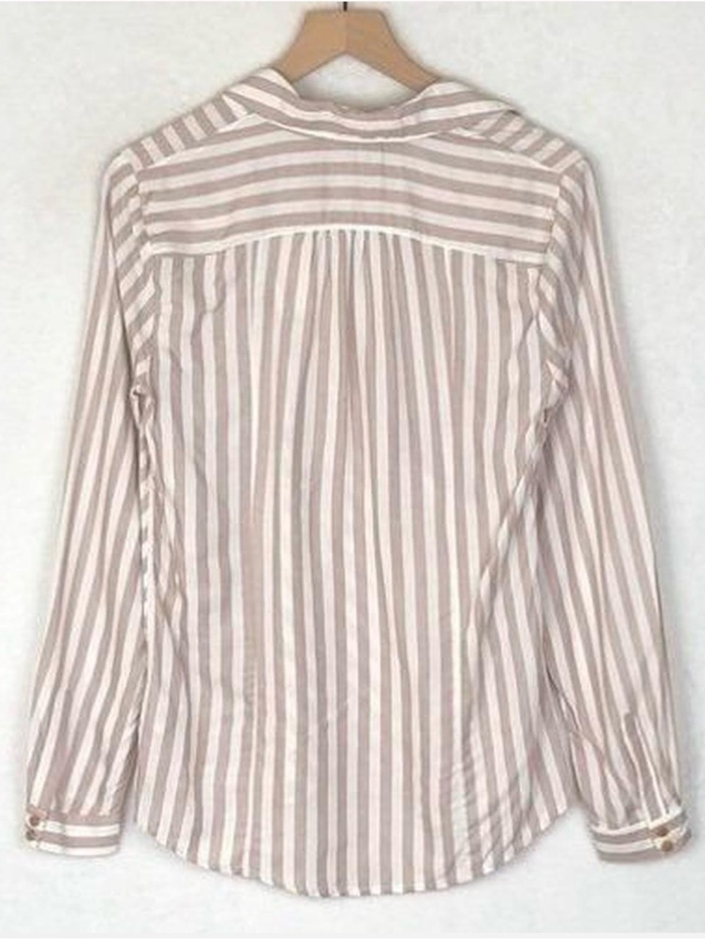 Maeve Cream and White Striped Button-Front Wrap Blouse - Picture 3 of 6
